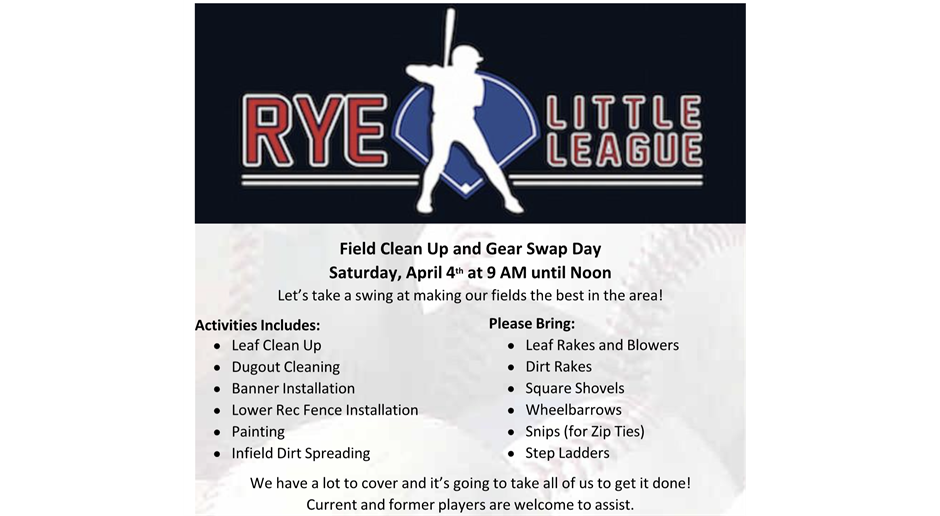 Rye Field Clean Up Day 4/4 9am - 12noon 